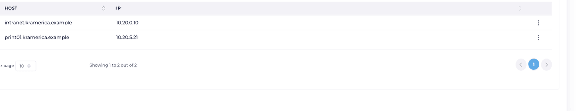 Custom Entries tab listing two host-to-IP records