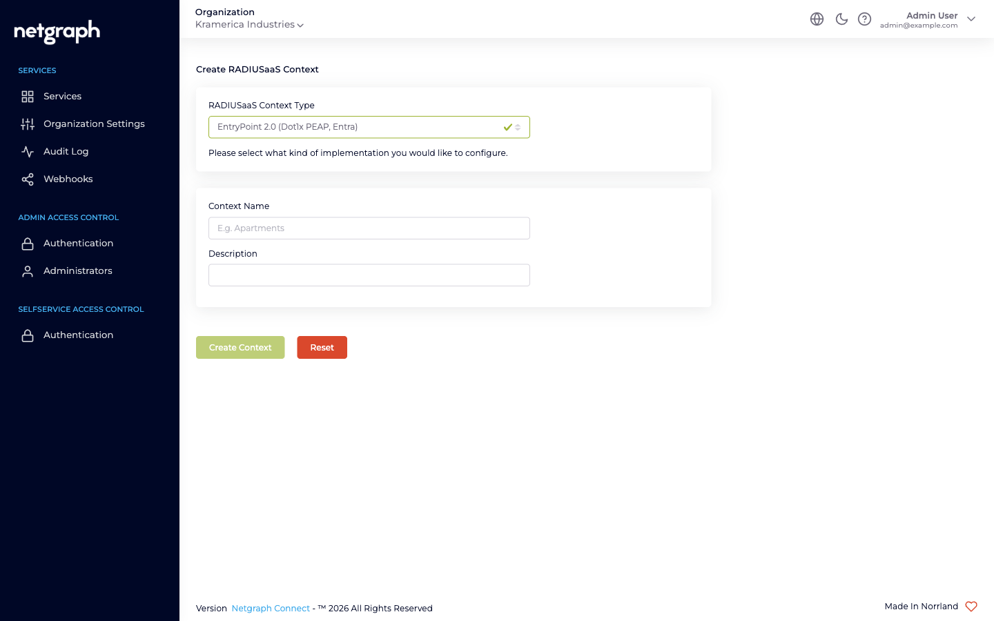Create RADIUSaaS Context wizard