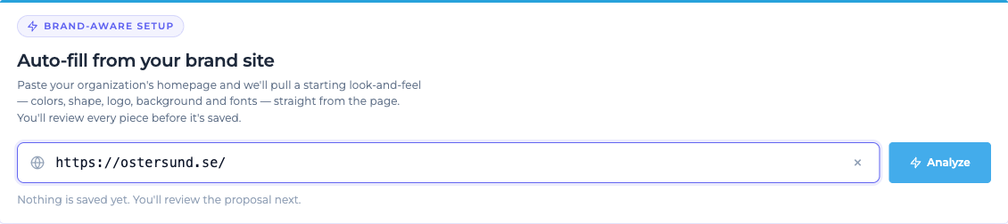 Auto-fill card idle state with a URL in the input